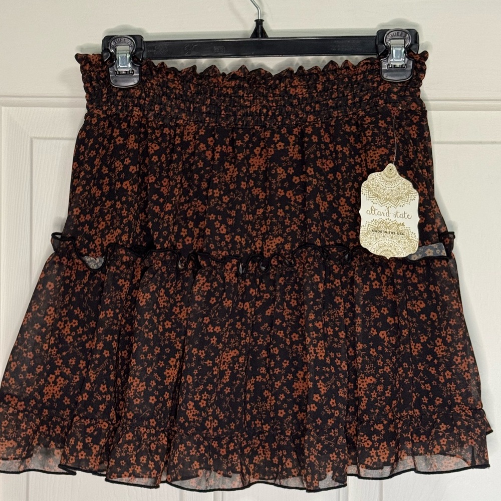 Altar'd State Black Floral Skirt